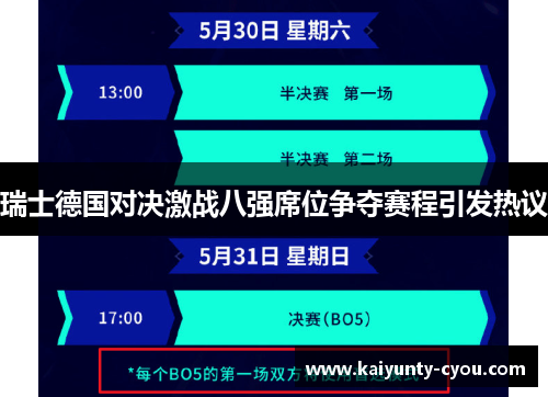 瑞士德国对决激战八强席位争夺赛程引发热议